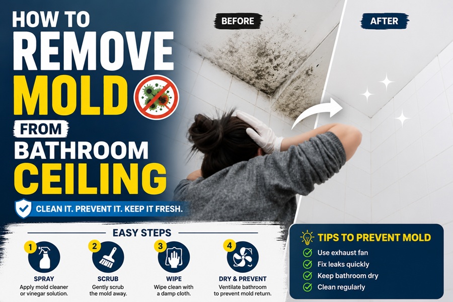 how to remove mold from bathroom ceiling